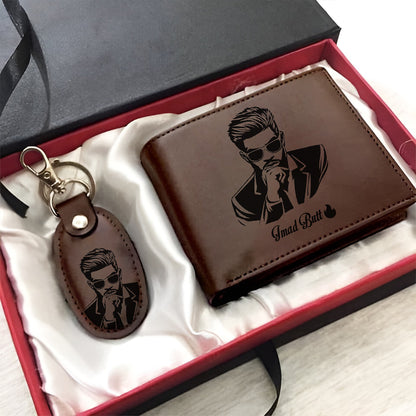 Picture with Name Engraved on Wallet and Keychain - Best Gift For Your Love One ❤️