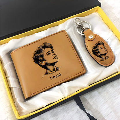 Picture with Name Engraved on Wallet and Keychain - Best Gift For Your Love One ❤️